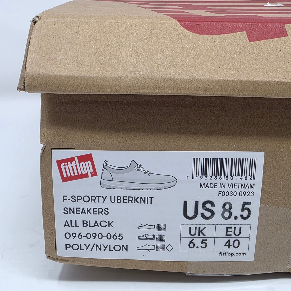 FitFlop F-Sporty Uberknit Sneakers Women All Black Knit Lace Up Sizeβ 8.5 - Picture 2 of 12